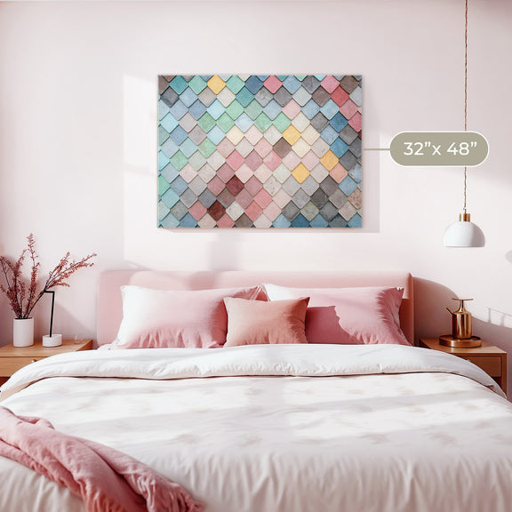 Dusty Pink and Blue Geometric Wall Pattern - Sage and Rose Prints