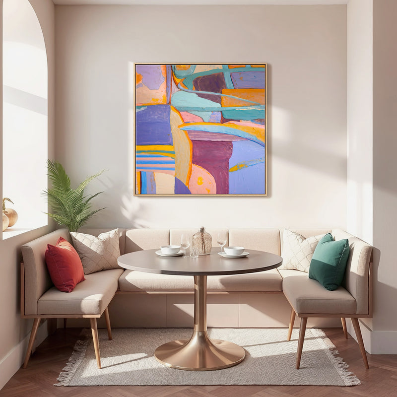 Periwinkle and Orange Abstract Color Blocks - Sage and Rose Prints