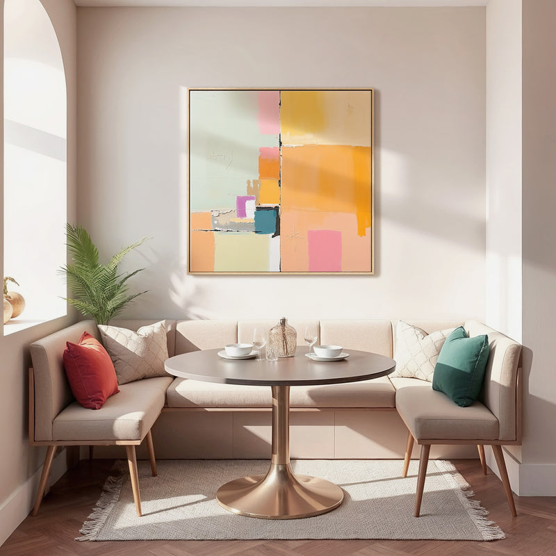 Butter Yellow and Green Abstract Art - Sage and Rose Prints