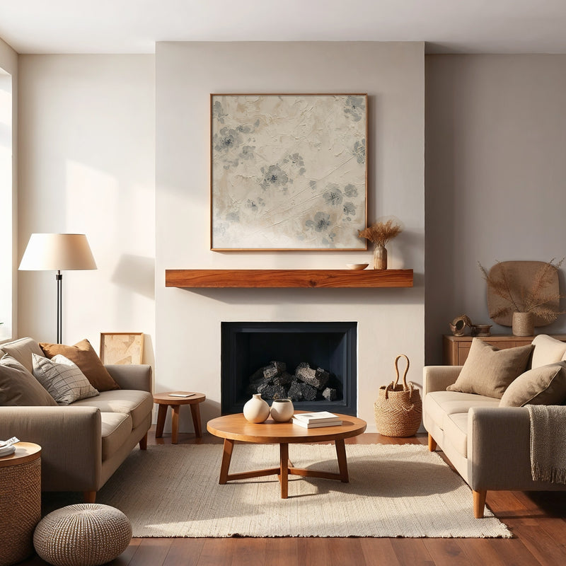 AK-50- Abstract Textured Flower Painting Print - Sage and Rose Prints