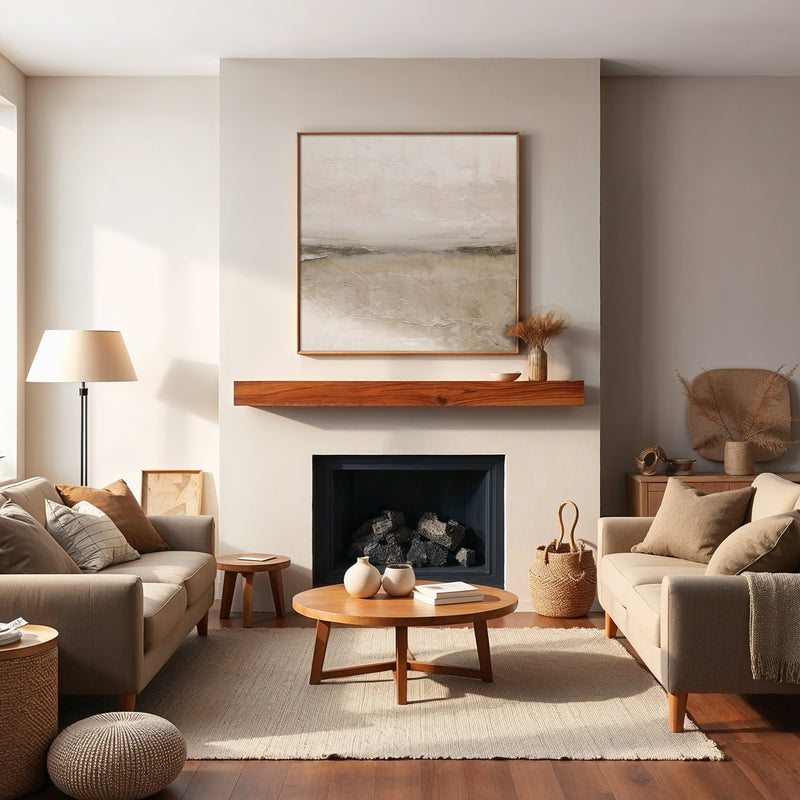 AK-56- Tan and Green Minimalist Modern Art Print - Sage and Rose Prints