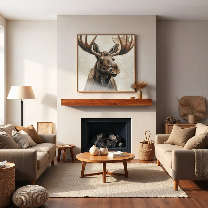 41- Impasto Moose Painting Print - Sage and Rose Prints