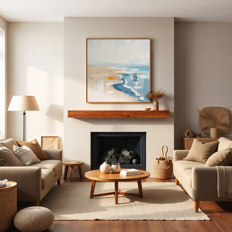 Waves on the Beach Abstract Art - Sage and Rose Prints