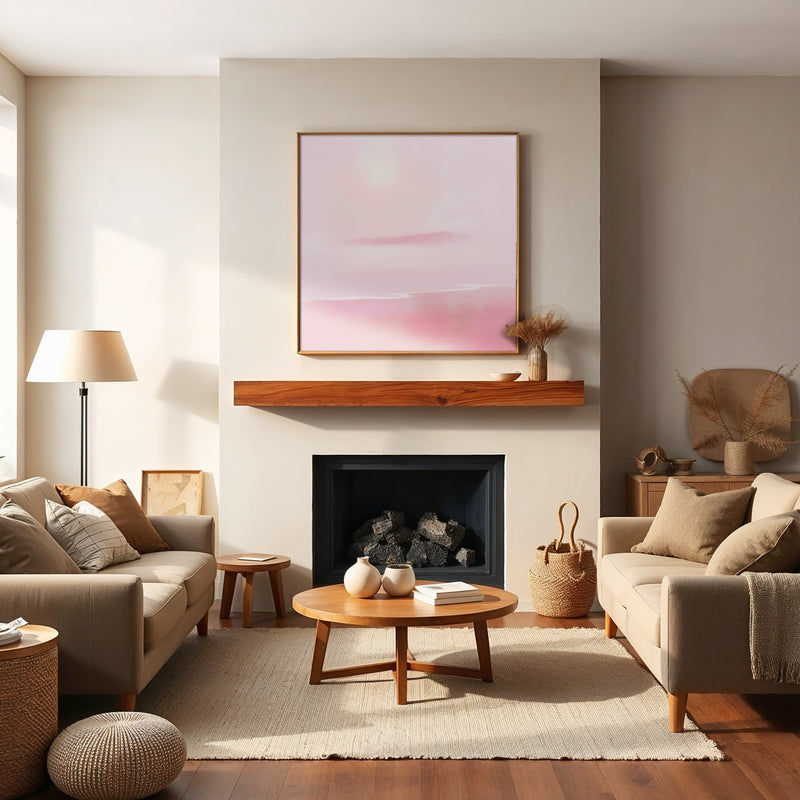 Soft Pink Abstract Beach - Sage and Rose Prints