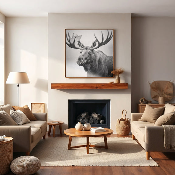 AK-17 Black and White Vintage Moose Photograph - Sage and Rose Prints