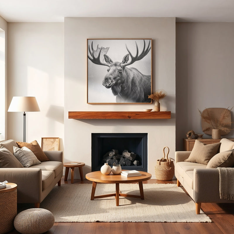 AK-17 Black and White Vintage Moose Photograph - Sage and Rose Prints