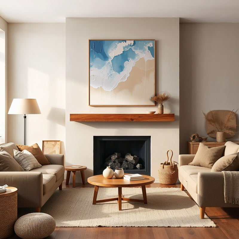 Blue Seafoam Impasto Painting - Sage and Rose Prints