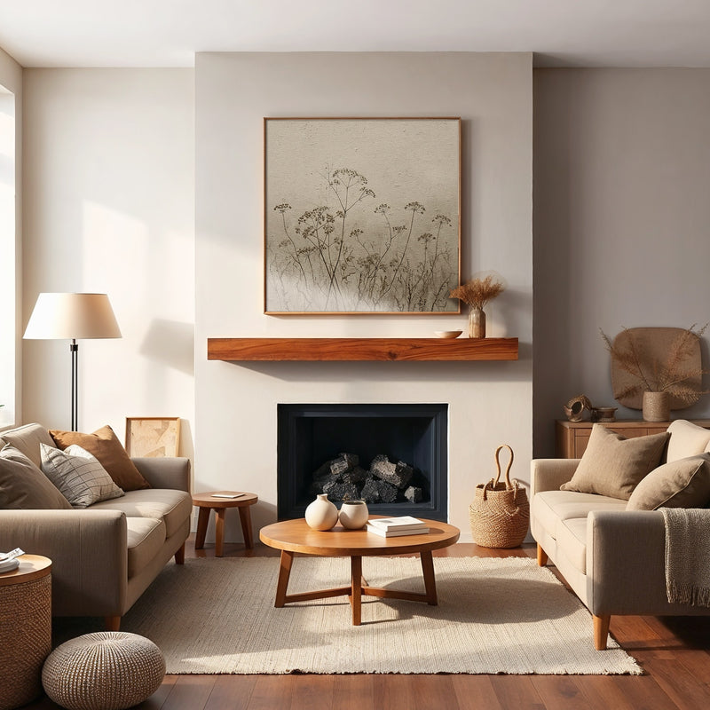 AK-45-Vintage Tan Flowers Sketch - Sage and Rose Prints