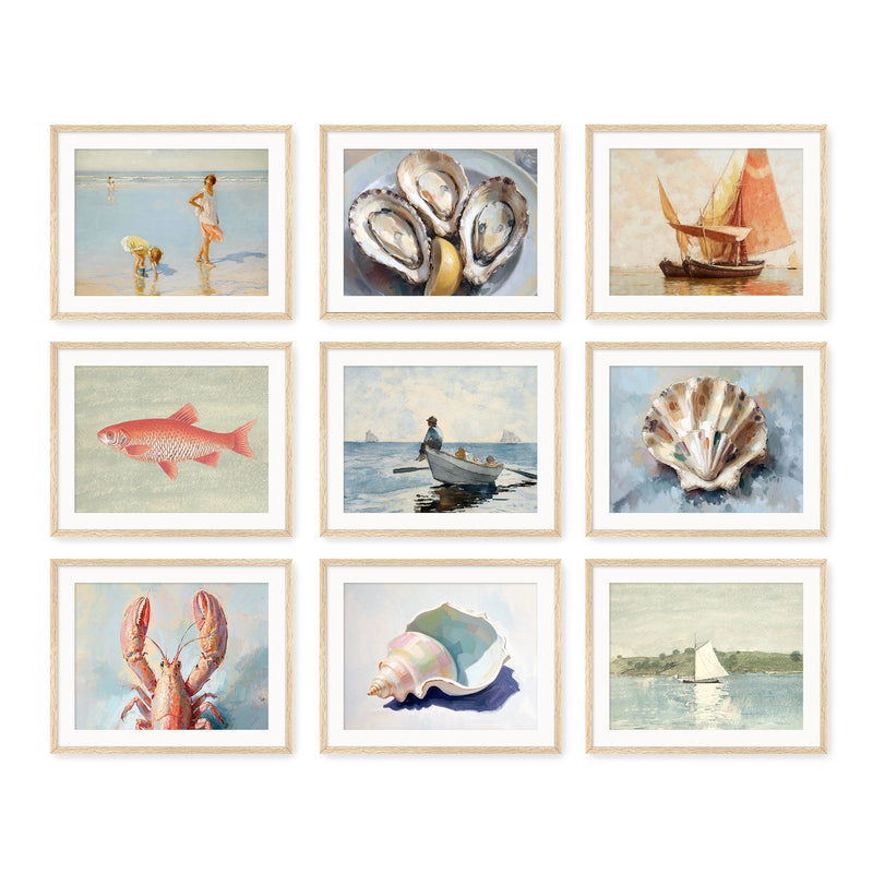 Coastal 9-Piece Grid Gallery - Sage and Rose Prints