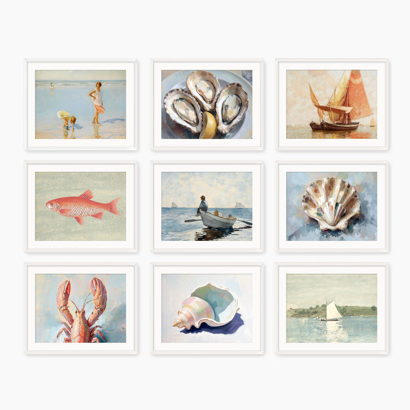 Coastal 9-Piece Grid Gallery - Sage and Rose Prints