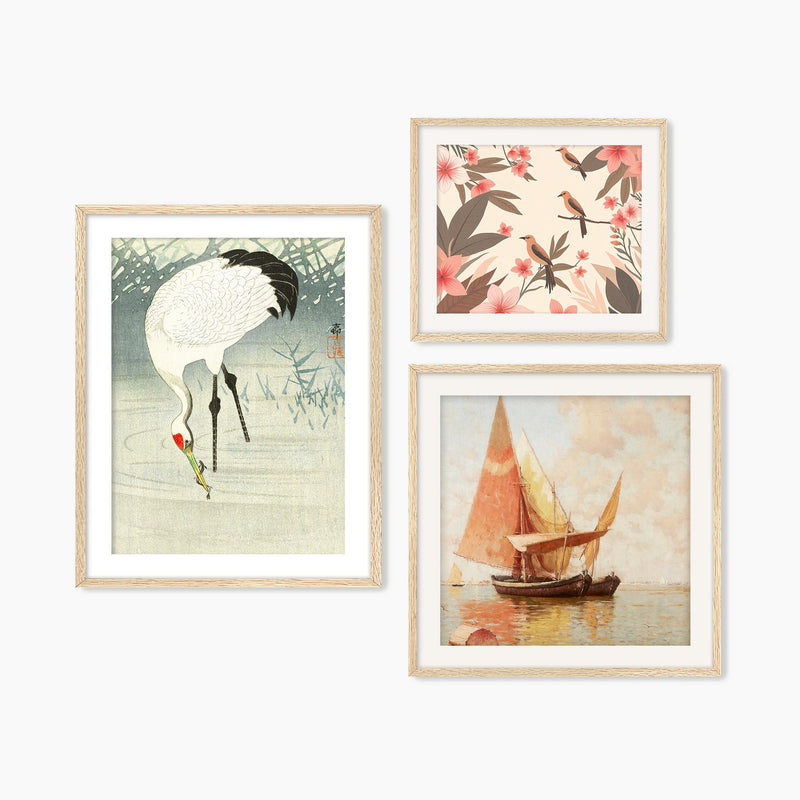 3 Piece Coastal Gallery Wall - Sage and Rose Prints