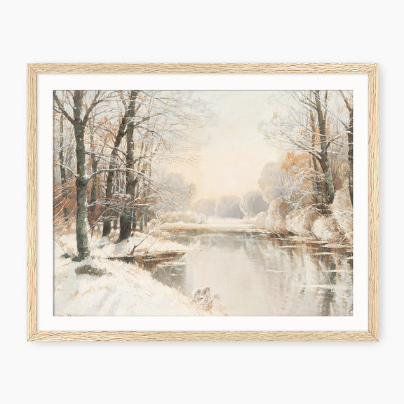 Misty Winter Landscape Painting - Sage and Rose Prints