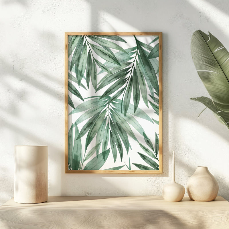 Muted Palm Watercolor Print - Sage and Rose Prints