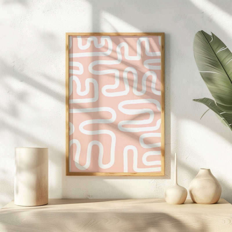 Coral Blush Organic Maze Print - Sage and Rose Prints