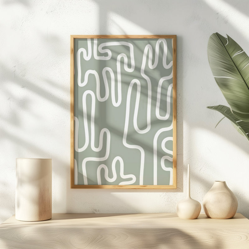 Abstract Cactus Line Art Print - Sage and Rose Prints